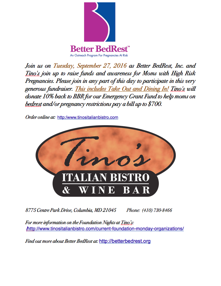 Tino's Italian Bistro Flyer